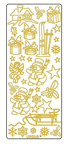 Ursus 59300064 - Kreativ Sticker, X Mas, gold, 5 Blatt, selbstklebend, Ideal zur Kartengestaltung und zum Dekorieren von Geschenken, Stickerbogen ca. 10 x 23 cm Ursus 59300064 - Kreativ Sticker, X Mas, gold, 5 Blatt, selbstklebend, Ideal zur Kartengestaltung und zum Dekorieren von Geschenken, Stickerbogen ca. 10 x 23 cm von Ursus