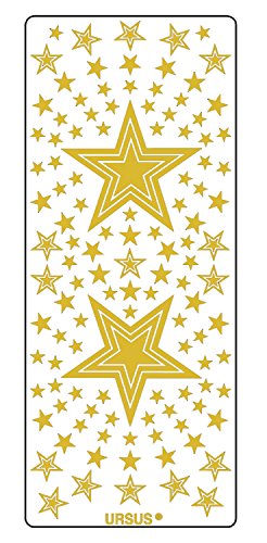 Ursus 59300067 - Kreativ Sticker, Sterne 2, gold, 5 Blatt, selbstklebend, Ideal zur Kartengestaltung und zum Dekorieren von Geschenken, Stickerbogen ca. 10 x 23 cm von Ursus