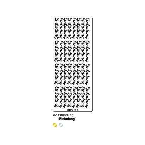Ursus 59310002 - Kreativ Sticker, Einladung, silber, 5 Blatt, selbstklebend, Ideal zur Kartengestaltung und zum Dekorieren von Geschenken, Sticherbogen ca. 10 x 23 cm von Ursus