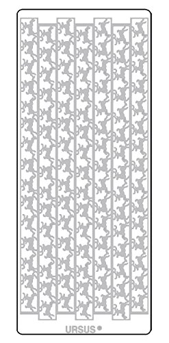 Ursus 593100128 - Kreativ Sticker Bordüre Rentier, silber, 5 Stickerbögen, selbstklebend, leicht abziehbar, ideal für Kartengestaltung, Scrapbooking und Dekorieren von Geschenken von Ursus