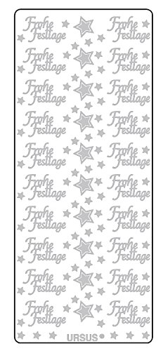 Ursus 59310060 - Kreativ Sticker, Frohe Festtage, silber, 5 Blatt, selbstklebend, Ideal zur Kartengestaltung und zum Dekorieren von Geschenken, Stickerbogen ca. 10 x 23 cm Ursus 59310060 - Kreativ Sticker, Frohe Festtage, silber, 5 Blatt, selbstklebend, Ideal zur Kartengestaltung und zum Dekorieren von Geschenken, Stickerbogen ca. 10 x 23 cm von Ursus
