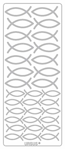 Ursus 59310090 - Kreativ Sticker, Fisch, silber, 5 Blatt, selbstklebend, Ideal zur Kartengestaltung und zum Dekorieren von Geschenken, Stickerbogen ca. 10 x 23 cm von Ursus