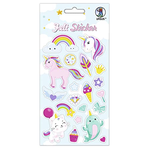 Ursus 59550001 - Filz Sticker "Unicorns", 20 Stück auf einem Bogen Ursus 59550001 - Filz Sticker "Unicorns", 20 Stück auf einem Bogen von Ursus