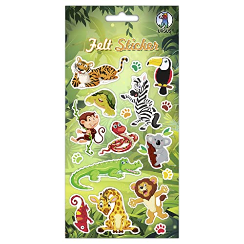 Ursus 59550005 - Filz Sticker "Jungle", 17 Stück auf einem Bogen von Ursus