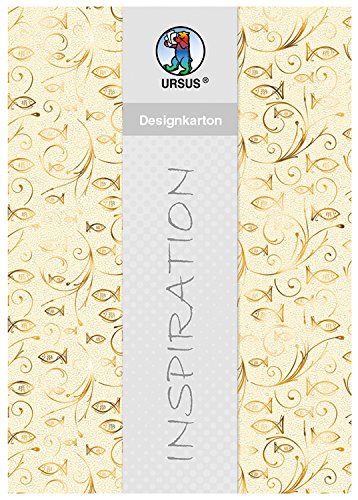 Ursus 59914601 - Designkarton, Charity, Fische, gold, DIN A4, 200 g/qm, 5 Blatt, mit Banderole, aus Starlight, Pearl Effekt mit Heißfolienprägung, ideal für kreatives Basteln Ursus 59914601 - Designkarton, Charity, Fische, gold, DIN A4, 200 g/qm, 5 Blatt, mit Banderole, aus Starlight, Pearl Effekt mit Heißfolienprägung, ideal für kreatives Basteln von Ursus