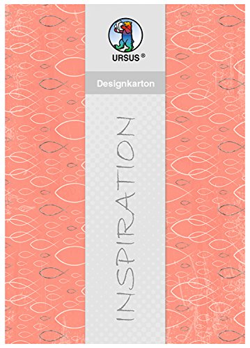 Ursus 62154603 - Designkarton Jesus Orange, Fische, DIN A4, 200 g/qm, 5 Blatt mit Banderole, einseitig bedruckt, folienveredelt in silber, ideal für kreatives Basteln von Ursus