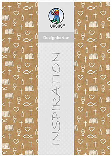 Ursus 62194601 - Designkarton Young Spirit, Symbole, DIN A4, 250 g/qm, 5 Blatt mit Banderole, aus Kraftkarton, einseitig bedruckt, ideal für kreatives Basteln von Ursus