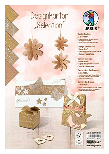 Ursus 62374699F - Designkarton, Selection, DIN A4, 250 g/qm, 5 Blatt in 5 verschiedenen Motiven, aus Kraftkarton, einseitig folienveredelt, ideal für kreative Bastelarbeiten Ursus 62374699F - Designkarton, Selection, DIN A4, 250 g/qm, 5 Blatt in 5 verschiedenen Motiven, aus Kraftkarton, einseitig folienveredelt, ideal für kreative Bastelarbeiten von Ursus