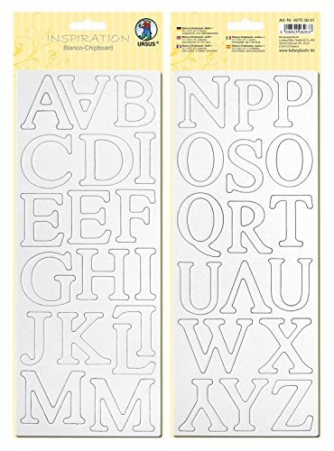Ursus 62700001 - Blanco Chipboard, Buchstaben, ca. 12 x 30,5 cm, 2 Blatt, mit Papier einseitig kaschierter Graukarton, ideal für kreatives Basteln Ursus 62700001 - Blanco Chipboard, Buchstaben, ca. 12 x 30,5 cm, 2 Blatt, mit Papier einseitig kaschierter Graukarton, ideal für kreatives Basteln von Ursus