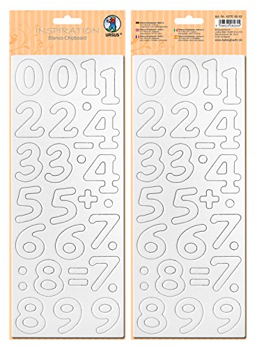 Ursus 62700002 - Blanco Chipboard, Zahlen, ca. 12 x 30,5 cm, 2 Blatt, mit Papier einseitig kaschierter Graukarton, ideal für kreatives Basteln von Ursus
