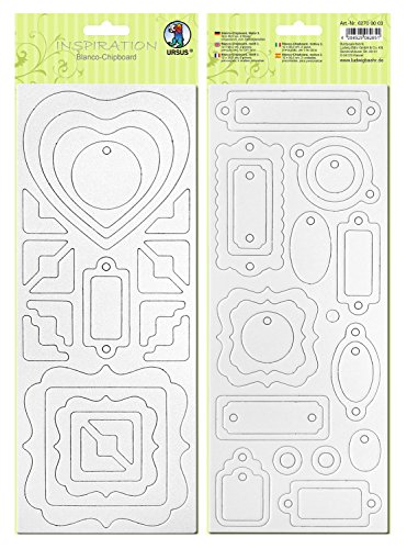 Ursus 62700003 - Blanco Chipboard, Geschenkanhänger 1, ca. 12 x 30,5 cm, 2 Blatt, mit Papier einseitig kaschierter Graukarton, zum Basteln und Verschenken von Ursus