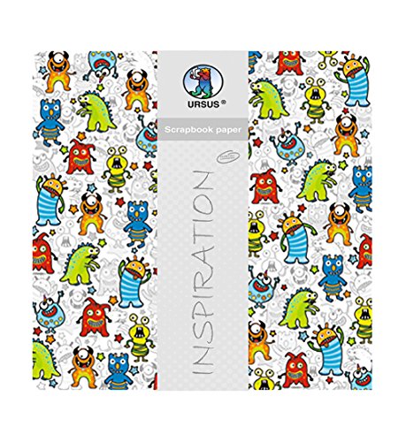 Ursus 703000193 - Premium Glitter Scrapbook paper, Monster, ca. 30,5 x 30,5 cm, 190 g/qm, 5 Blatt mit Banderole, beidseitig bedruckt, Vorderseite mit Glitter veredelt, Motiv 193 Ursus 703000193 - Premium Glitter Scrapbook paper, Monster, ca. 30,5 x 30,5 cm, 190 g/qm, 5 Blatt mit Banderole, beidseitig bedruckt, Vorderseite mit Glitter veredelt, Motiv 193 von Ursus
