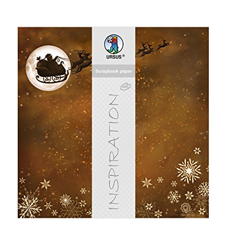 Ursus 703000315 - Premium Glitter Scrapbook paper, Christmas robin, ca. 30,5 x 30,5 cm, 190 g/qm, 5 Blatt mit Banderole, beidseitig bedruckt, Vorderseite mit Glitter veredelt, Motiv 315 von Ursus