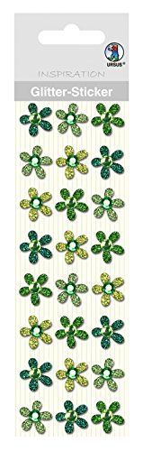 Ursus 75000007 - Glitter Sticker, Blüten, grün, 24 Stück, selbstklebend, einfach von der Folie abzuziehen, in verschiedenen Farbtönen, geeignet für Scrapbooking, Kartengestaltung und zur Dekoration Ursus 75000007 - Glitter Sticker, Blüten, grün, 24 Stück, selbstklebend, einfach von der Folie abzuziehen, in verschiedenen Farbtönen, geeignet für Scrapbooking, Kartengestaltung und zur Dekoration von Ursus