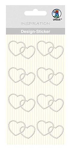 Ursus 75070044 - Design Sticker, Doppelherz, weiß, 8 Stück, selbstklebend, einfach von der Folie abzuziehen, ideal geeignet für Scrapbooking, Kartengestaltung und zur Dekoration von Ursus
