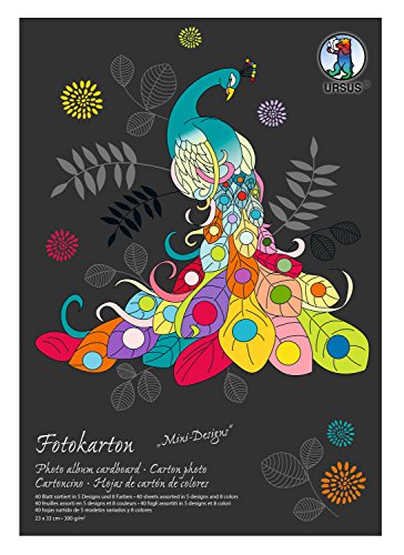 Ursus 7800099SE - Fotokarton-Block, Mini-Designs, 300 g/qm, ca. 23 x 33 cm, 40 Blatt sortiert von Ursus