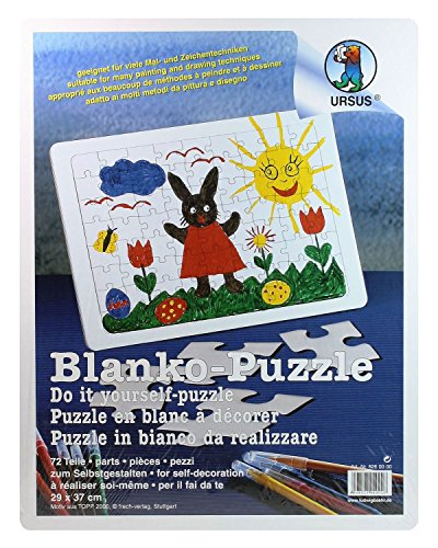 Ursus 8260000 - Blanko Puzzle, weiß, zum Ausmalen, ca. 29 x 37 cm, 72 Teile, mit Legerahmen, ideal für viele Mal- und Zeichentechniken geeignet von Ursus