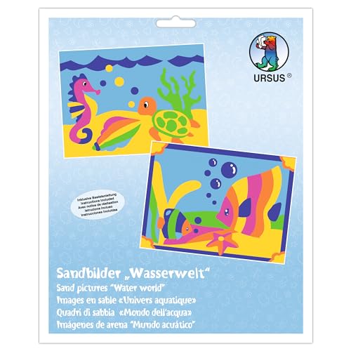 Ursus 8410001 - Sandbilder, Wasserwelt, Bastelset mit 2 Bildern, Sand in 10 verschiedenen Farben, für Kinder ab 3 Jahren von Ursus