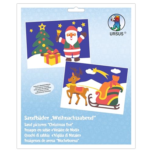 Ursus 8410010 - Sandbilder, Weihnachtsabend, Bastelset mit 2 Bildern, Sand in 10 verschiedenen Farben, für Kinder ab 3 Jahren von Ursus