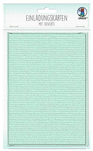 Ursus 90260030 - Einladungskarten mit Kuverts, mint, 6 Doppelkarten 200 g/qm, ca. 11,9 x 17 cm, zum selber Gestalten, 6 Kuverts 100 g/qm, ca. 12,4 x 17,2 cm von Ursus