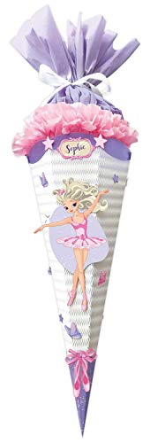 Ursus 9870015 - Bastelset Easy Line Fantasy Ballerina, 6-eckig, aus vorgestanzter 3D-Colorwellpappe 260 g/qm, 68 cm, Durchmesser ca. 20 cm, zum Basteln Einer individuellen Schultüte, bunt von Ursus