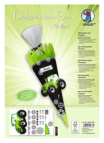 Ursus 9880004F - Dekorationsset Traktor, 4 Bogen Bastelkarton DIN A4, beidseitig bedruckt, vorgestanzt, genutet, zum Dekorieren einer Schultüte, teilweise veredelt, mit Satinband Ursus 9880004F - Dekorationsset Traktor, 4 Bogen Bastelkarton DIN A4, beidseitig bedruckt, vorgestanzt, genutet, zum Dekorieren einer Schultüte, teilweise veredelt, mit Satinband von Ursus