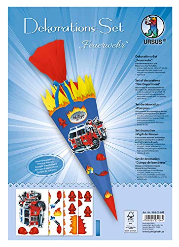 Ursus 9880009F - Dekorationsset Feuerwehr, 4 Bogen Bastelkarton DIN A4, beidseitig bedruckt, vorgestanzt, genutet, zum Dekorieren einer Schultüte, teilweise veredelt, mit Satinband Ursus 9880009F - Dekorationsset Feuerwehr, 4 Bogen Bastelkarton DIN A4, beidseitig bedruckt, vorgestanzt, genutet, zum Dekorieren einer Schultüte, teilweise veredelt, mit Satinband von Ursus