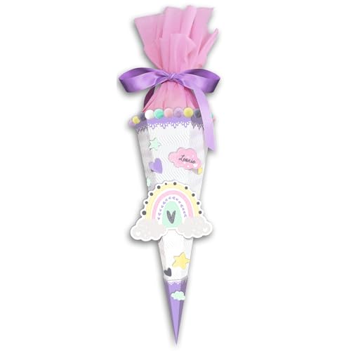 Ursus 9890004 - Schultüten-Bastelset Easy Line mini Regenbogen, Lila, 6-eckig, vorgestanzte 3D-Colorwellpappe, 41 cm, Durchmesser ca. 15 cm, zum Basteln einer individuellen Zuckertüte von Ursus