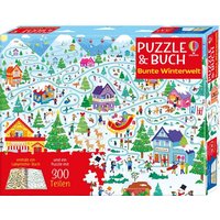 Puzzle & Buch: Bunte Winterwelt von Usborne Publishing