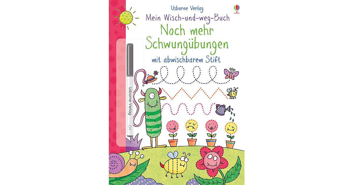 Buch - Mein Wisch-und-weg-Buch: Noch mehr Schwungübungen, mit abwischbarem Stift von Usborne Verlag