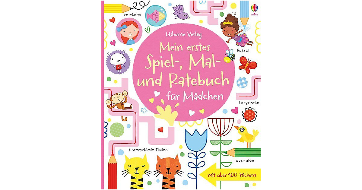 Buch - Mein erstes Spiel-, Mal- und Ratebuch Mädchen  Kinder von Usborne Verlag