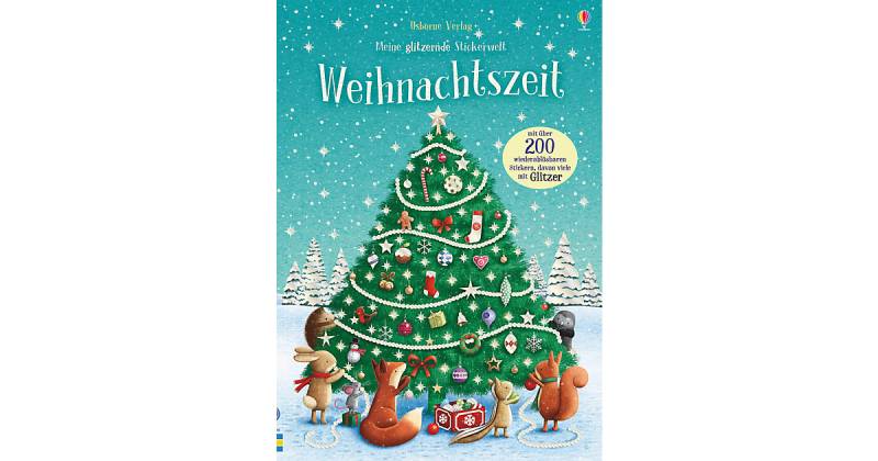 Buch - Meine glitzernde Stickerwelt: Weihnachtszeit von Usborne Verlag