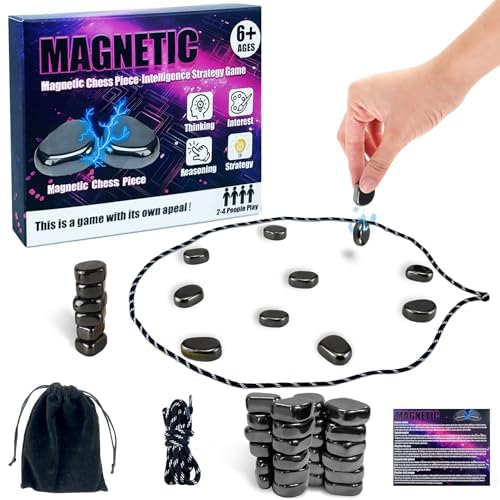 Magnetisches Schachspiel,30 PCS Magnet Spiel Tragbares Spiel MagnetsteineTisch-Magnetspiel Kampfschach mit Spielseil Geeignet,Pädagogisches Schachspiel Damespiel für Familienfeiern (Deutsche `Version) von Usizaxol