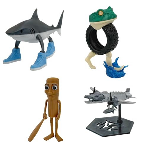 Usper 3D Tung Tung Tung Tung Sahur Figur, Italian Brainrot BRR BRR Patapim, Tralalero Tralala Figur Shark In Sneakers Viral Ai Brainrot Animals Collectible Figurines (4PCS) von Usper