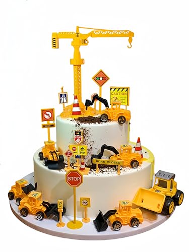 UtenTol 49 Stück Bagger Spielzeug Kuchendeko,Stück Kuchen Deko,Kuchen Deko Baustelle,Baustelle Baustelle Cake Deko Set (Stück Bagger Spielzeug Kuchendeko) von UtenTol