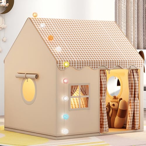 Kinderzelt Indoor, Kinder Spielhaus mit Lichtern & Matte, Spielzelt Prinzessin Zelt Kuschelecke Kinderzimmer Bettzelt Indoor Kinderspielhaus für Kinder Drinnen Schlafzimmer Deko (Grau) von Utensy