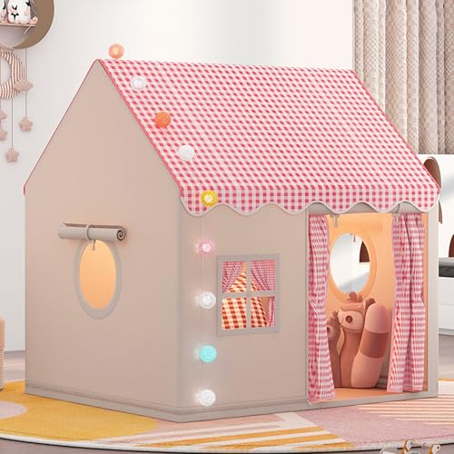 Kinderzelt Indoor, Kinder Spielhaus mit Lichtern & Matte, Spielzelt Prinzessin Zelt Kuschelecke Kinderzimmer Bettzelt Indoor Kinderspielhaus für Kinder Drinnen Schlafzimmer Deko (Rot) von Utensy