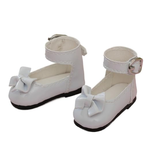 Uteruik BJD-Puppen-Lederschuhe, 1/6, 11,8 Zoll, BJD-SD-Puppe, weiße Schleifenschuhe, Puppenzubehör (#B) von Uteruik