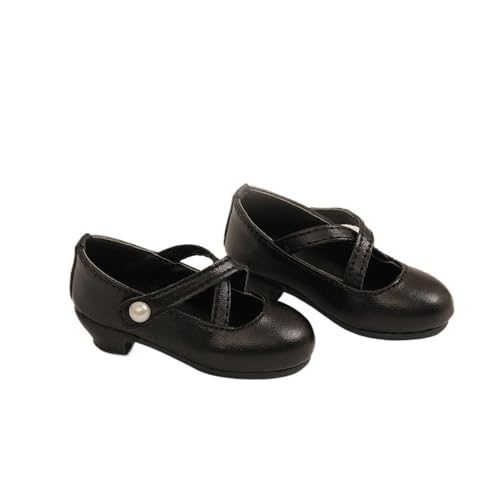 Uteruik BJD Puppenlederschuhe 1/4 18 Zoll BJD Puppenschuhe mit hohen Absätzen Puppenzubehör Schwarz von Uteruik