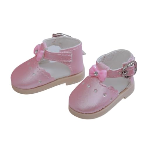 Uteruik BJD Puppenlederschuhe 1/6 11,8 Zoll BJD 15/20 cm Baumwollpuppenschnallenschuhe Puppenzubehör Rosa von Uteruik