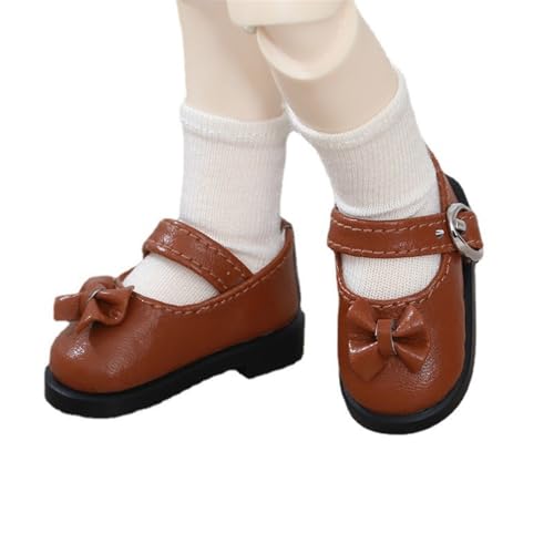 Uteruik BJD Puppenlederschuhe 1/6 11,8 Zoll BJD Puppenschleife Low Heels Schuhe Puppenzubehör Braun von Uteruik