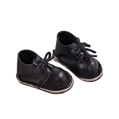 Uteruik BJD Puppenlederschuhe 1/6 11,8 Zoll BJD Puppenschnürschuhe Puppenzubehör Schwarz von Uteruik