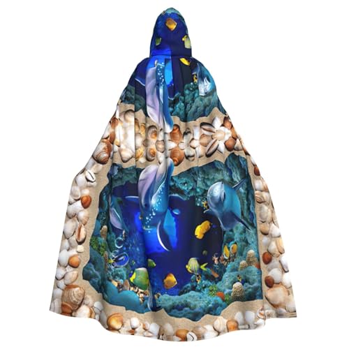 Umhang mit Kapuze, 3D-Unterwasserwelt, Delfin-Druck, Umhang mit Kapuze, Mittelalter-Renaissance-Umhang für Damen und Herren, Halloween, Cosplay-Kostüm Umhang mit Kapuze, 3D-Unterwasserwelt, Delfin-Druck, Umhang mit Kapuze, Mittelalter-Renaissance-Umhang für Damen und Herren, Halloween, Cosplay-Kostüm von Uusnwaa