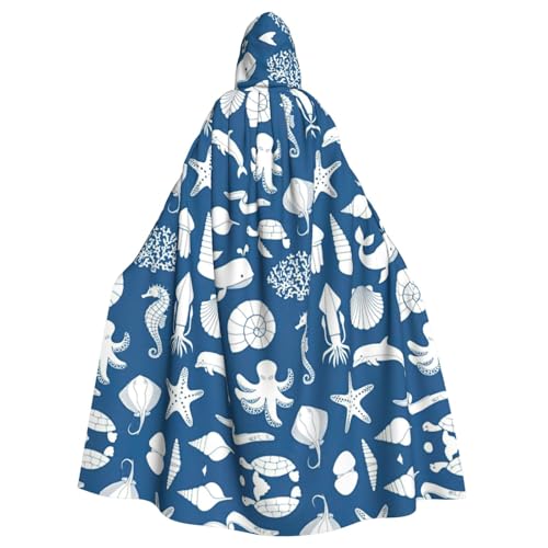 Umhang mit Kapuze, Unterwasser-Motiv, Umhang mit Kapuze, mittelalterlicher Renaissance-Umhang für Damen und Herren, Halloween, Cosplay-Kostüm Umhang mit Kapuze, Unterwasser-Motiv, Umhang mit Kapuze, mittelalterlicher Renaissance-Umhang für Damen und Herren, Halloween, Cosplay-Kostüm von Uusnwaa