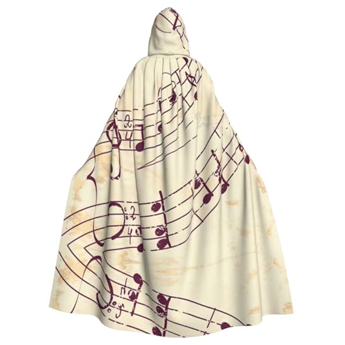 Umhang mit Kapuze und Musiknoten, Blumendruck, Umhang mit Kapuze, Mittelalter-Renaissance-Umhang für Damen und Herren, Halloween, Cosplay-Kostüm Umhang mit Kapuze und Musiknoten, Blumendruck, Umhang mit Kapuze, Mittelalter-Renaissance-Umhang für Damen und Herren, Halloween, Cosplay-Kostüm von Uusnwaa