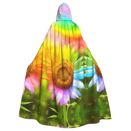 Uusnwaa Umhang mit Kapuze, 3D-Sonnenblumen-Druck, Umhang mit Kapuze, mittelalterlicher Renaissance-Umhang für Damen und Herren, Halloween, Cosplay-Kostüm von Uusnwaa