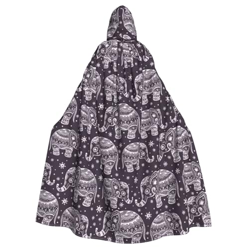 Uusnwaa Umhang mit Kapuze, Cartoon-Motiv, niedlicher Elefanten-Druck, Umhang mit Kapuze, mittelalterlicher Renaissance-Umhang für Damen und Herren, Halloween, Cosplay-Kostüm von Uusnwaa
