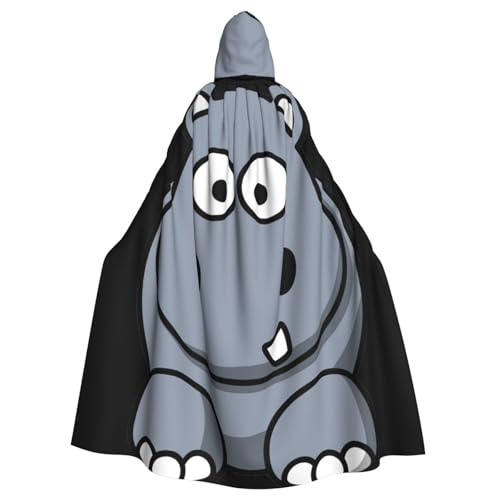 Uusnwaa Umhang mit Kapuze, Cartoon-Nilpferddruck, Umhang mit Kapuze, mittelalterlicher Renaissance-Umhang für Damen und Herren, Halloween, Cosplay-Kostüm von Uusnwaa