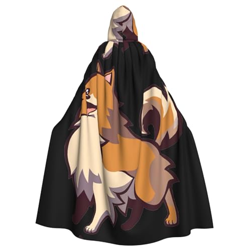 Uusnwaa Umhang mit Kapuze, Cartoon-Zwergspitz, Umhang mit Kapuze, Mittelalter-Renaissance-Umhang für Damen und Herren, Halloween, Cosplay-Kostüm von Uusnwaa