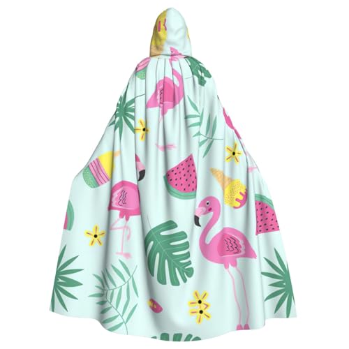 Uusnwaa Umhang mit Kapuze, Flamingo-Eiscreme-Motiv, Umhang mit Kapuze, Mittelalter-Renaissance-Umhang für Damen und Herren, Halloween, Cosplay-Kostüm Uusnwaa Umhang mit Kapuze, Flamingo-Eiscreme-Motiv, Umhang mit Kapuze, Mittelalter-Renaissance-Umhang für Damen und Herren, Halloween, Cosplay-Kostüm von Uusnwaa